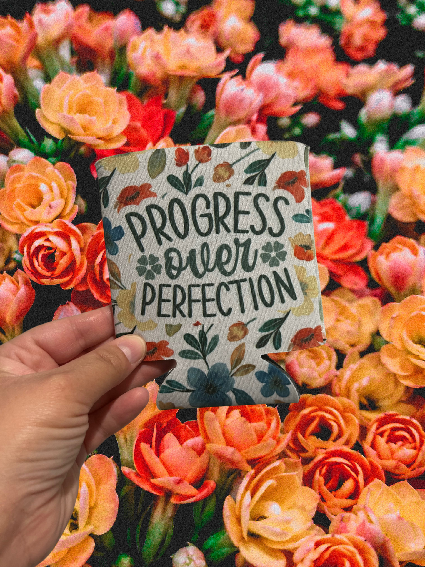Progress Over Perfection Mental Health Affirmation Can Cooler 12oz Neoprene Sleeve